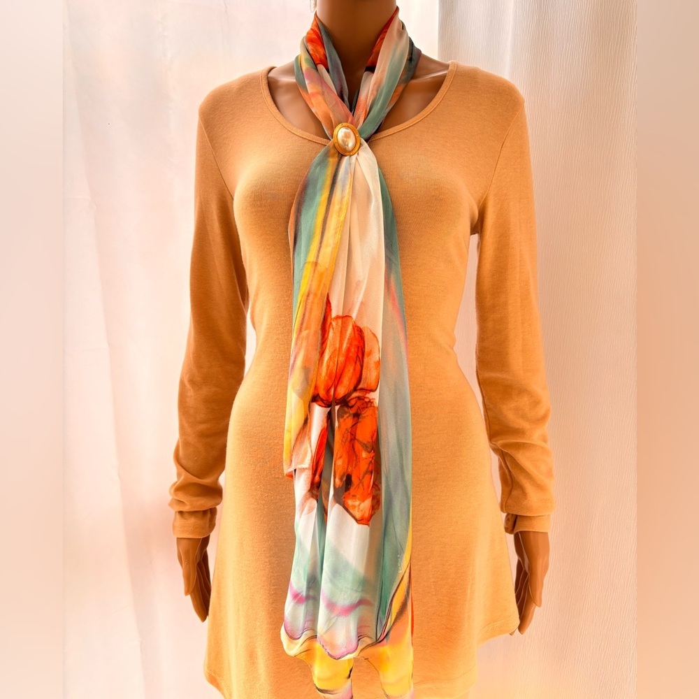 Sheer Silk Feel Floral Scarf - Picture 10 of 15